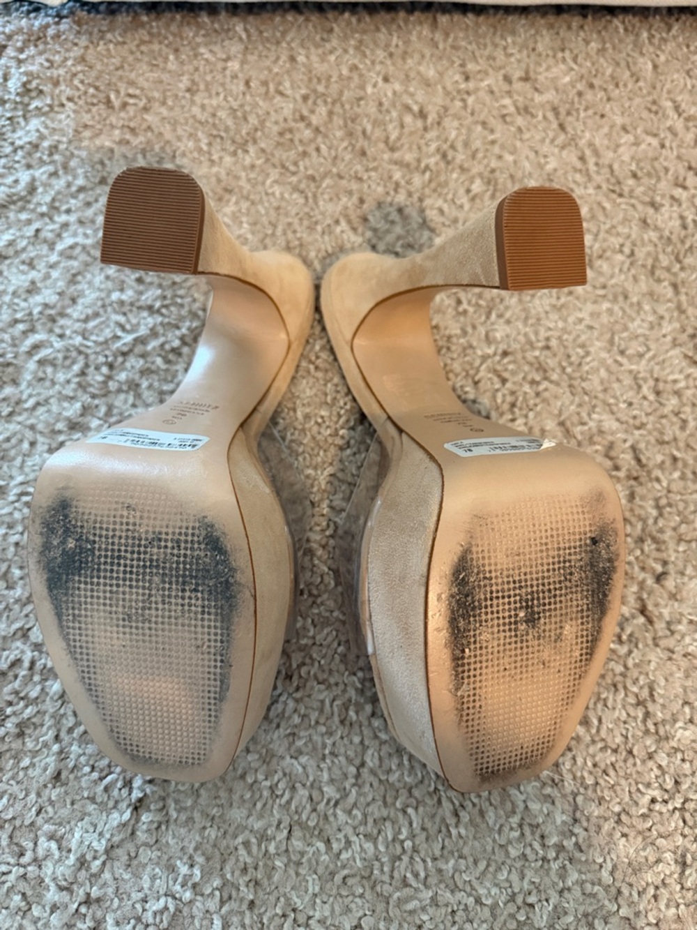 SCHUTZ Beige Suede Platform Mule with Clear Strap - Picture 4 of 6